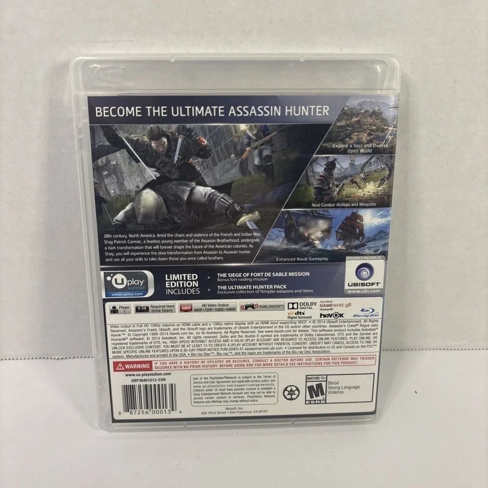 Assassin's Creed Rogue PS3 Sony PlayStation 3 Limited Edition Complete Tested